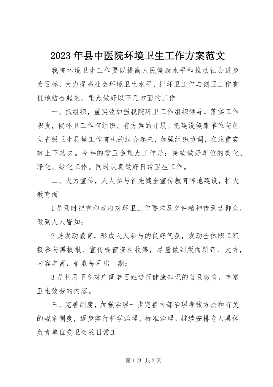 2023年县中医院环境卫生工作计划2.docx_第1页