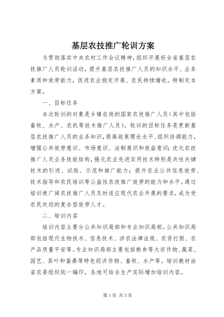 2023年基层农技推广轮训计划.docx_第1页