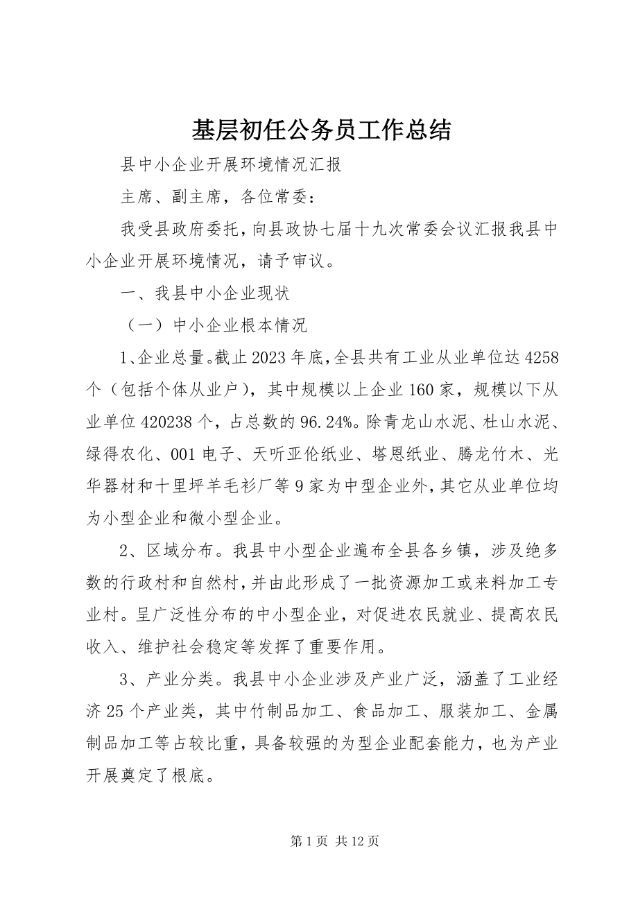 2023年基层初任公务员工作总结.docx_第1页