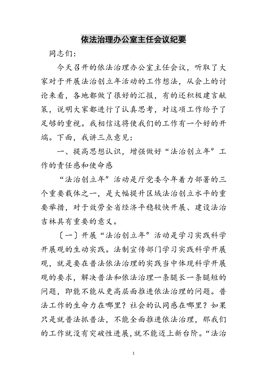 2023年依法治理办公室主任会议纪要范文.doc_第1页