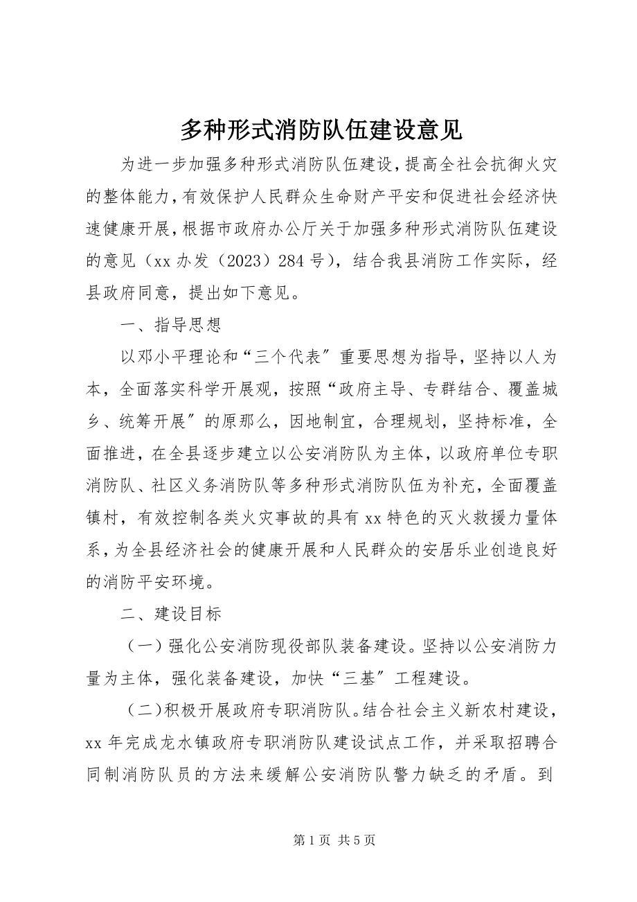 2023年多种形式消防队伍建设意见.docx_第1页