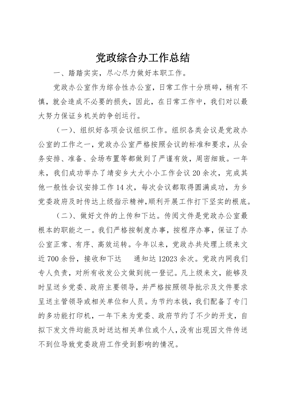 2023年党政综合办工作总结.docx_第1页