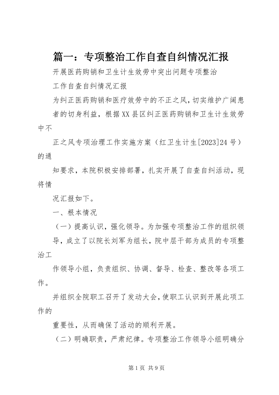 2023年专项整治工作自查自纠情况汇报.docx_第1页