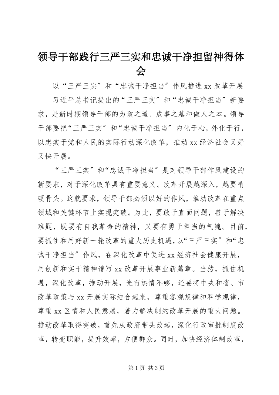 2023年领导干部践行三严三实和忠诚干净担当心得体会.docx_第1页