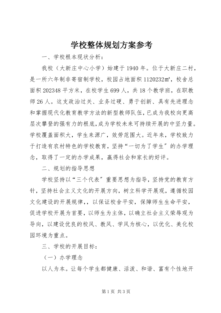 2023年学校整体规划方案参考.docx_第1页