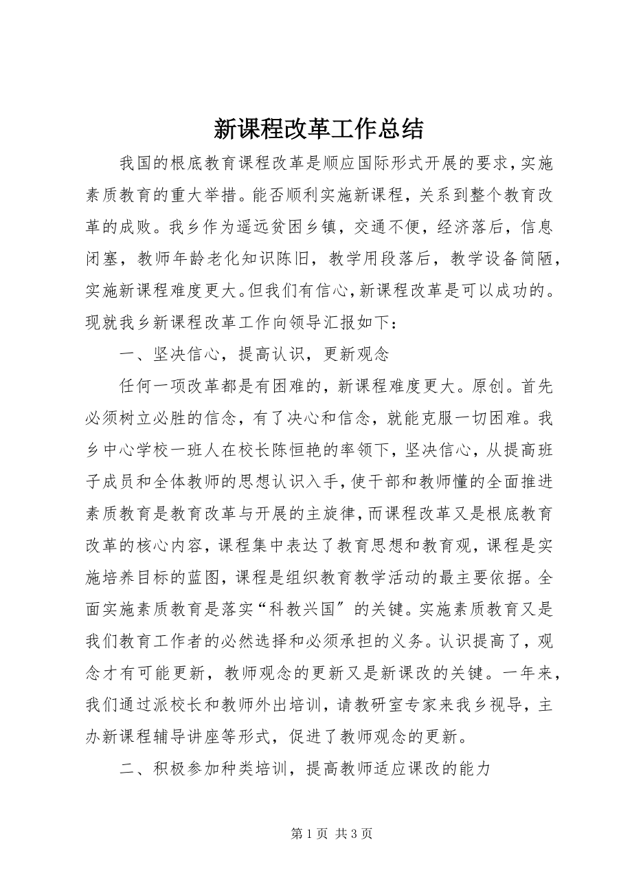 2023年新课程改革工作总结.docx_第1页