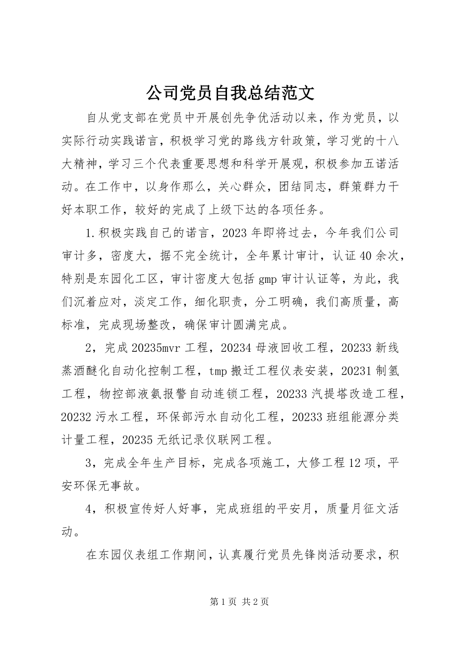 2023年公司党员自我总结2.docx_第1页