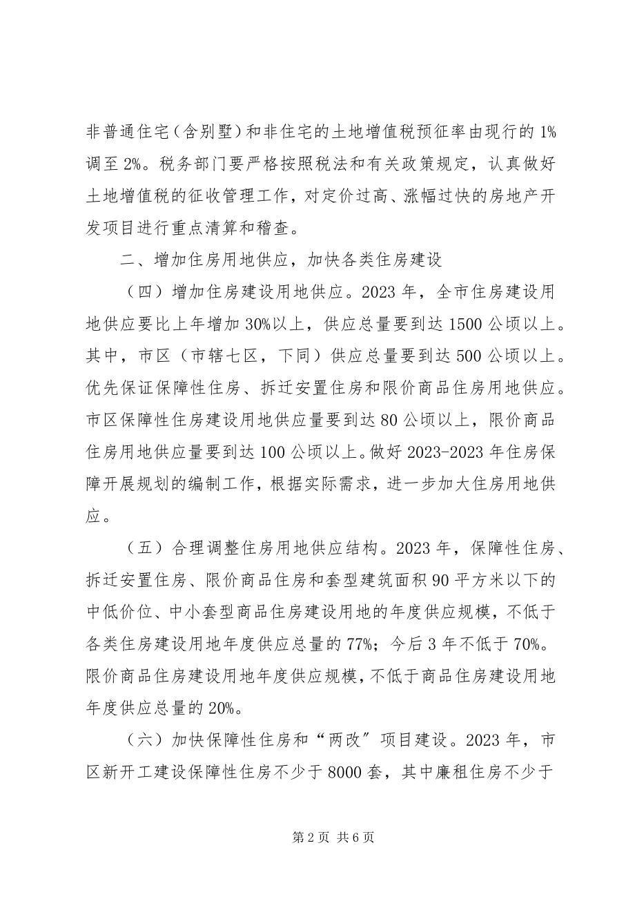 2023年XX省人民政府办公厅关于进一步促进我市房地产市场平稳健康发展的实施意见地方规范性文件.docx_第2页