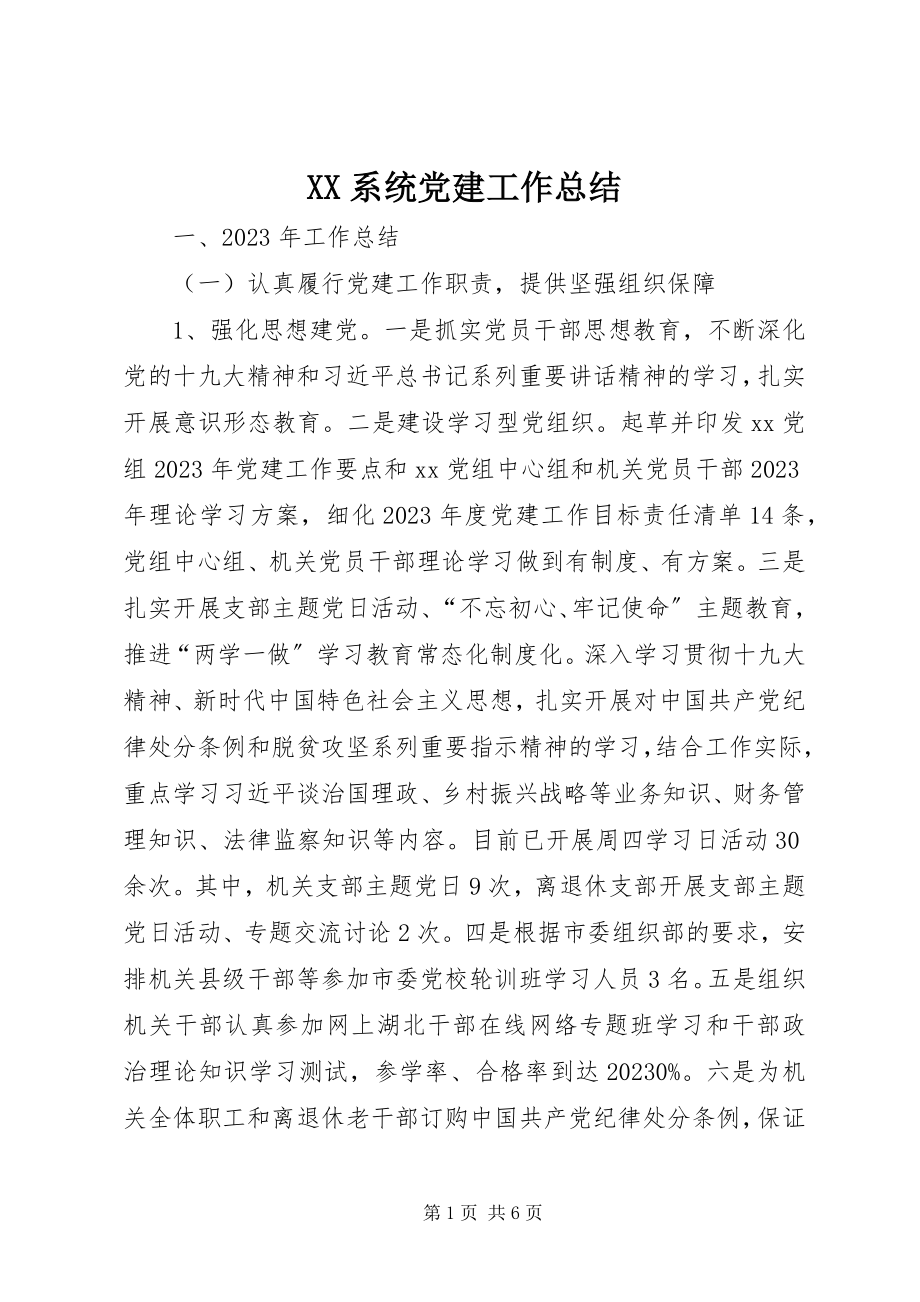 2023年XX系统党建工作总结新编.docx_第1页