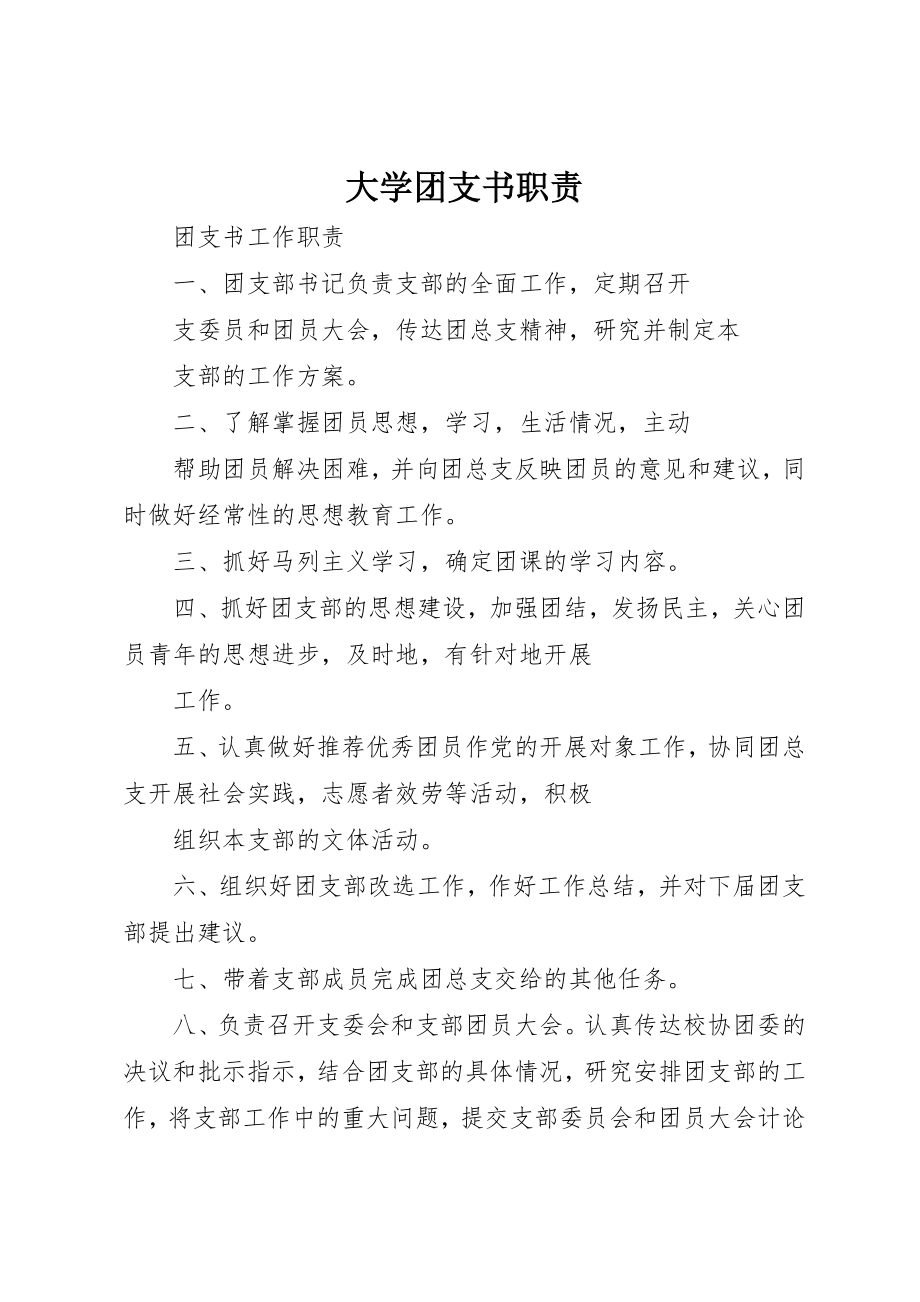 2023年大学团支书职责.docx_第1页