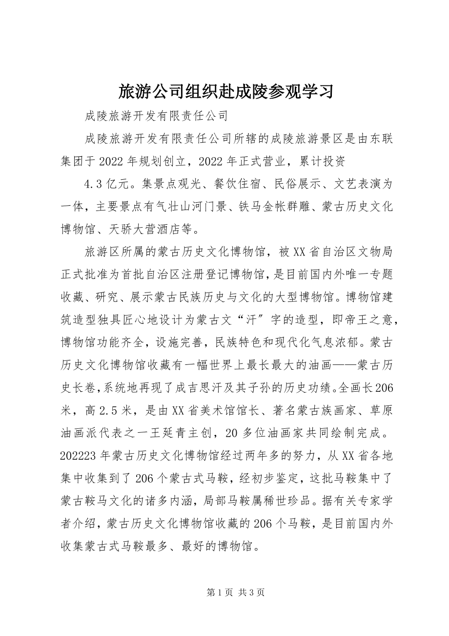 2023年旅游公司组织赴成陵参观学习.docx_第1页