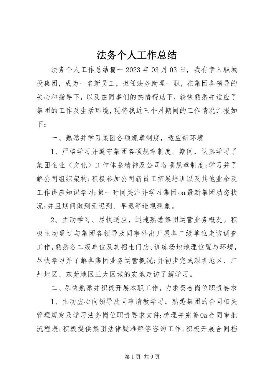 2023年法务个人工作总结.docx_第1页