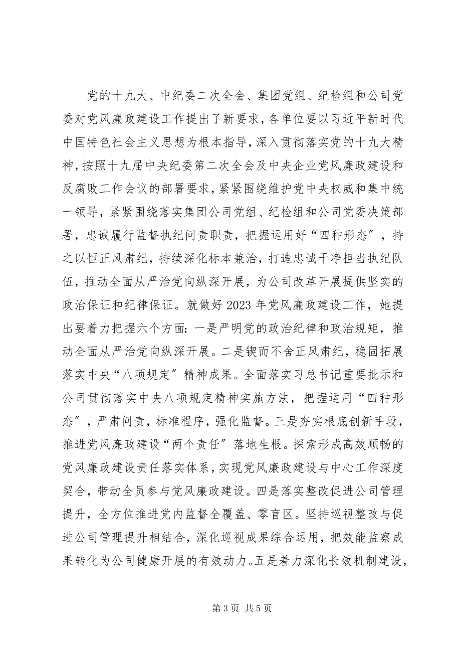 2023年公司某年党的建设暨党风廉政建设工作会议致辞稿.docx_第3页