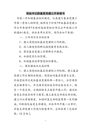 2023年党组书记抓基层党建公开承诺书范文.doc