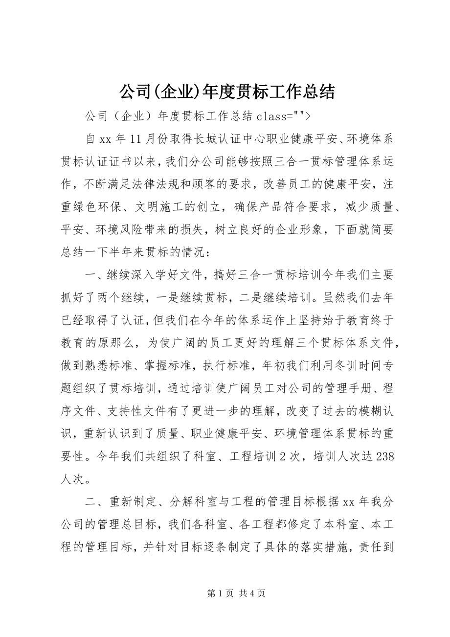 2023年公司企业年度贯标工作总结.docx_第1页