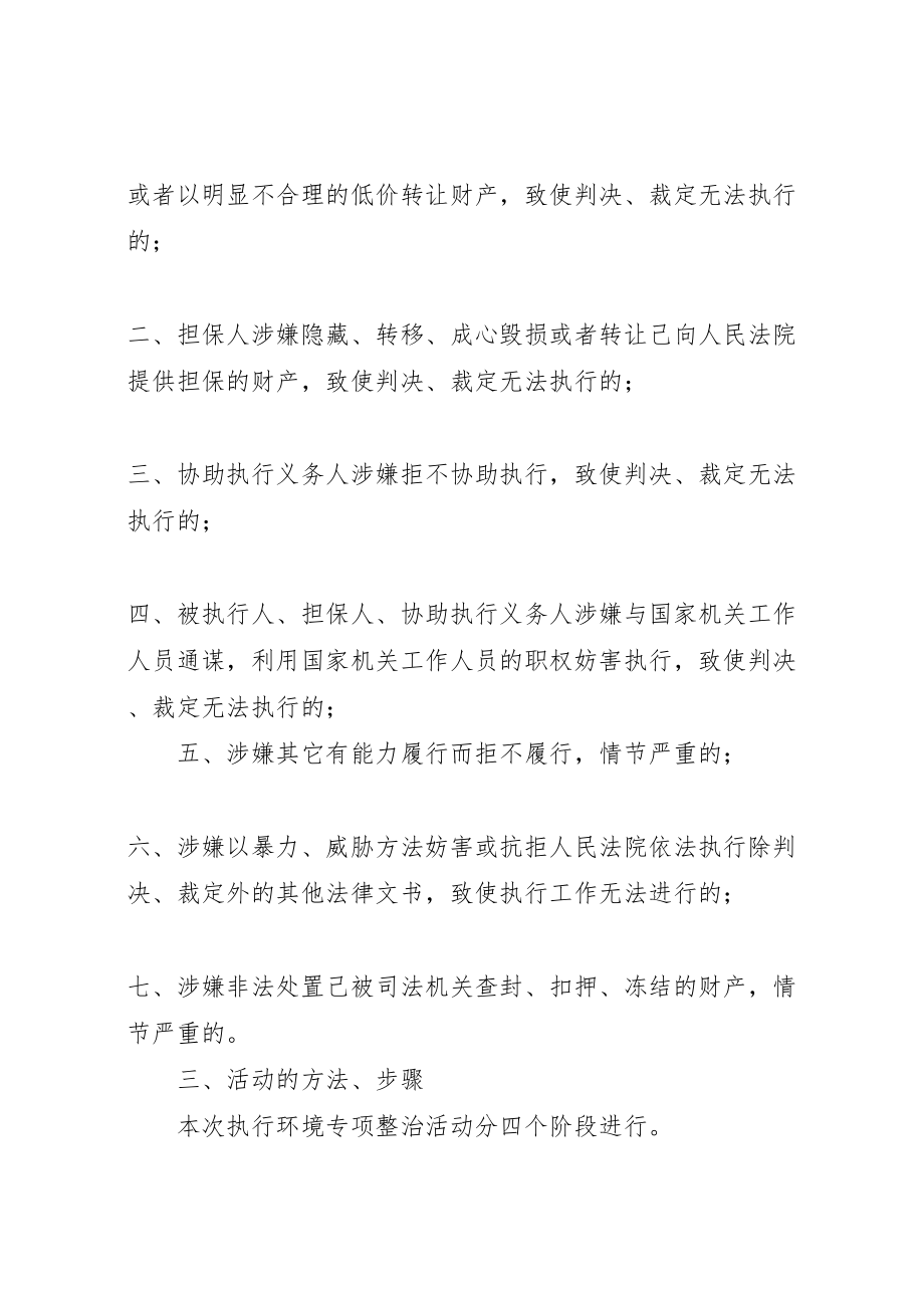 2023年人民法院关于开展执行环境专项整治活动的实施方案 4.doc_第2页