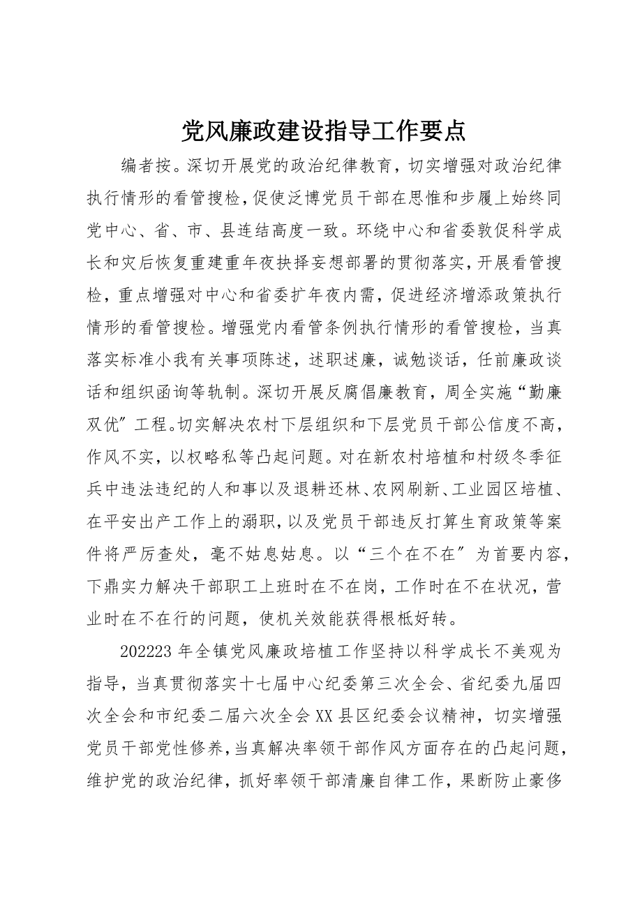 2023年党风廉政建设指导工作要点.docx_第1页