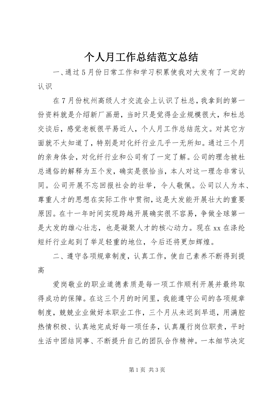 2023年个人月工作总结总结.docx_第1页