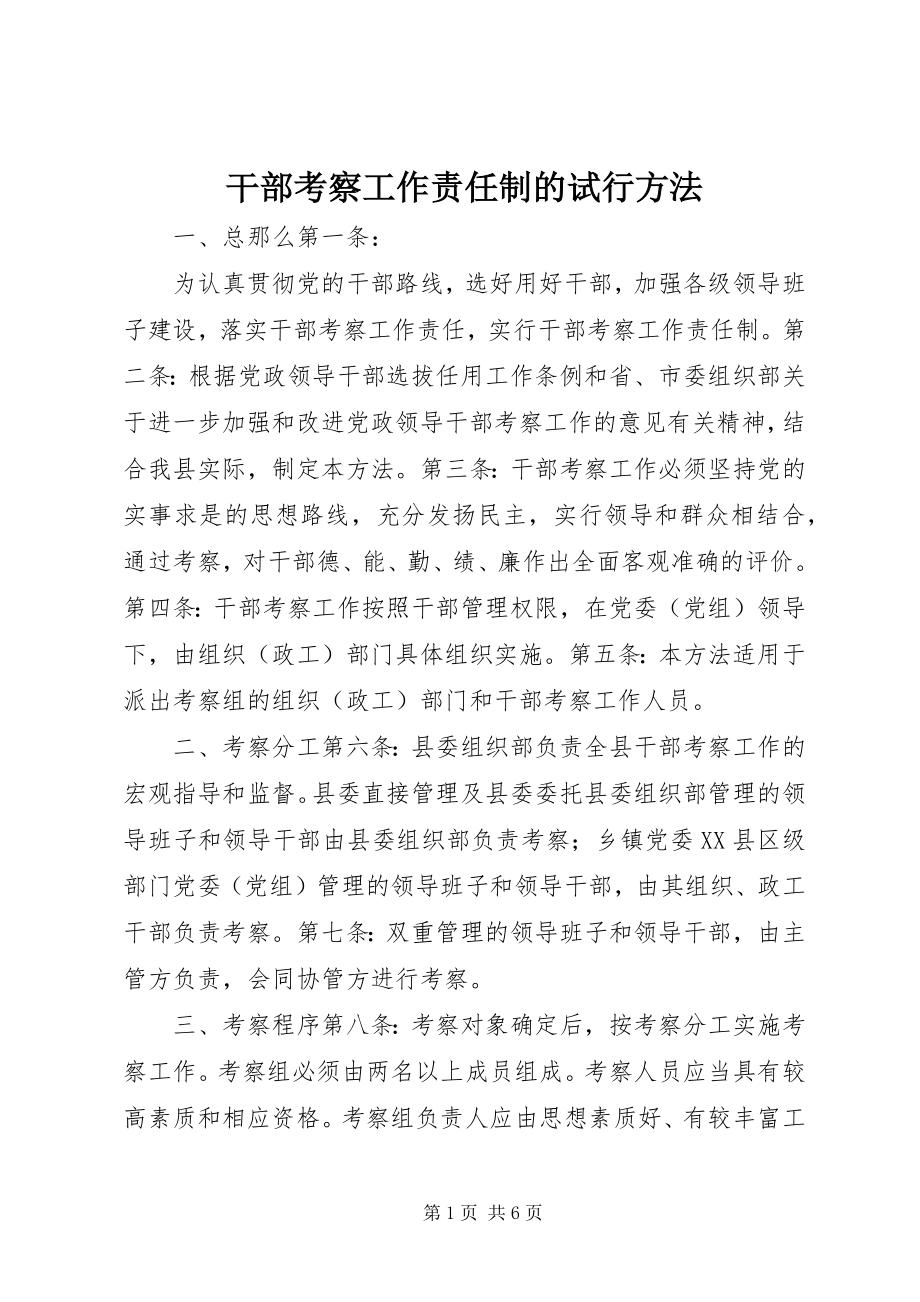 2023年干部考察工作责任制的试行办法.docx_第1页