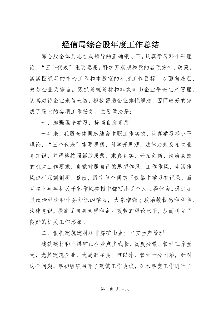 2023年经信局综合股度工作总结.docx_第1页