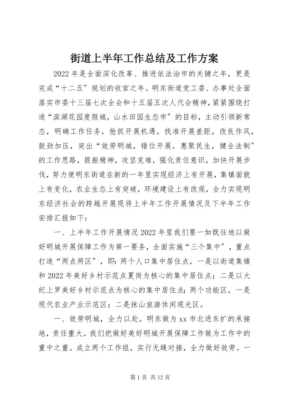 2023年街道上半年工作总结及工作计划.docx_第1页