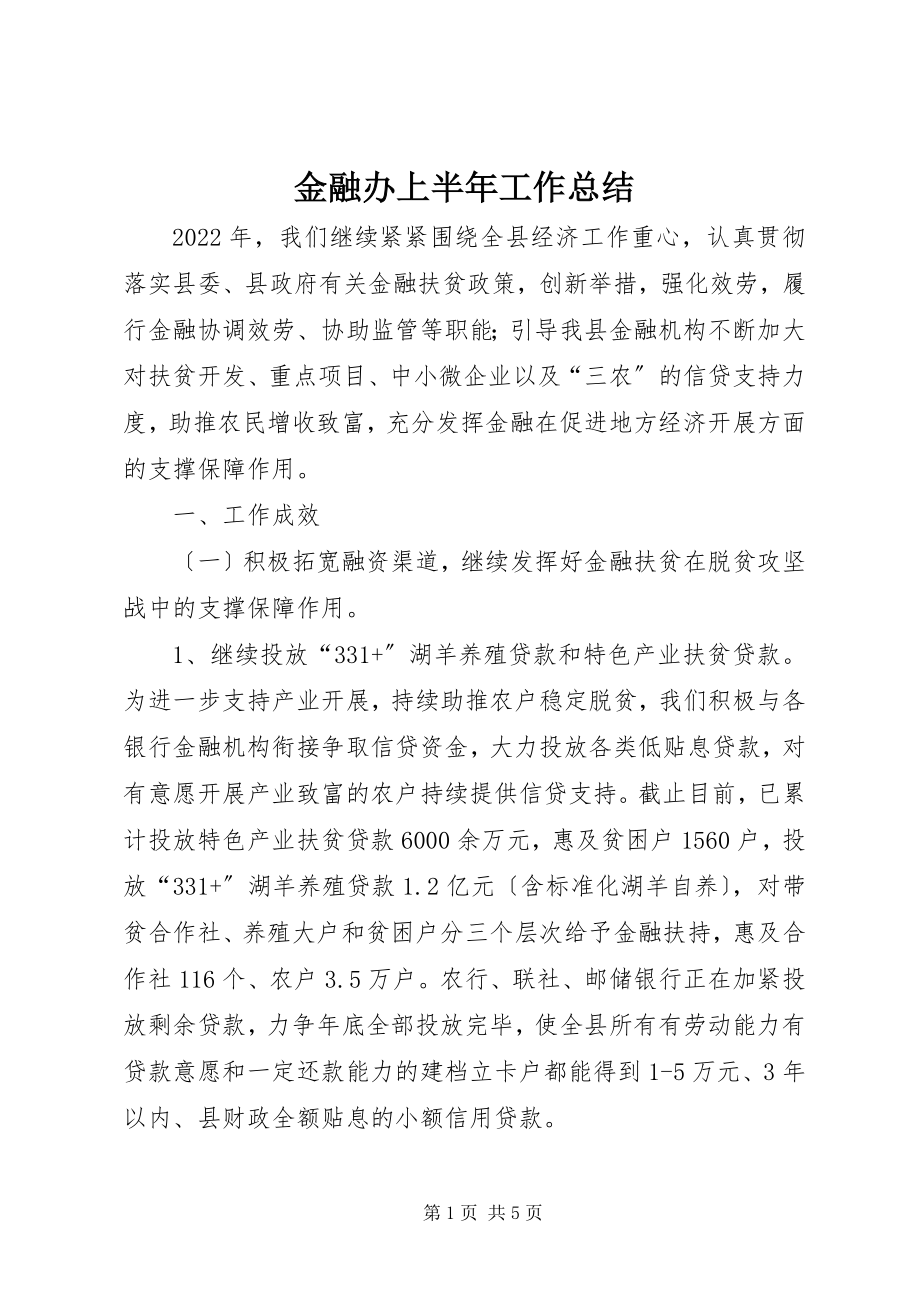 2023年金融办上半年工作总结.docx_第1页