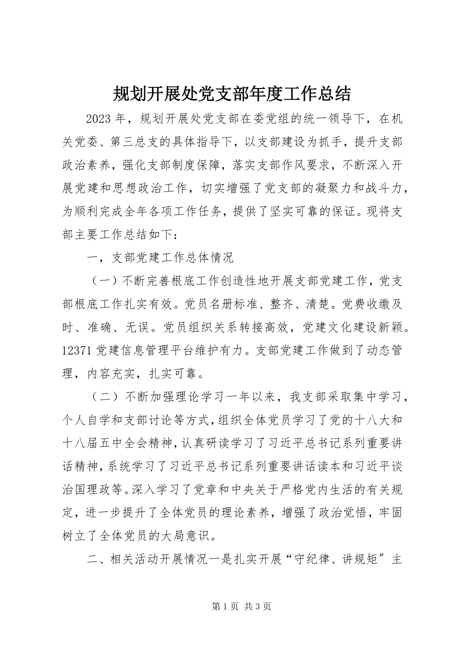 2023年规划发展处党支部度工作总结.docx_第1页