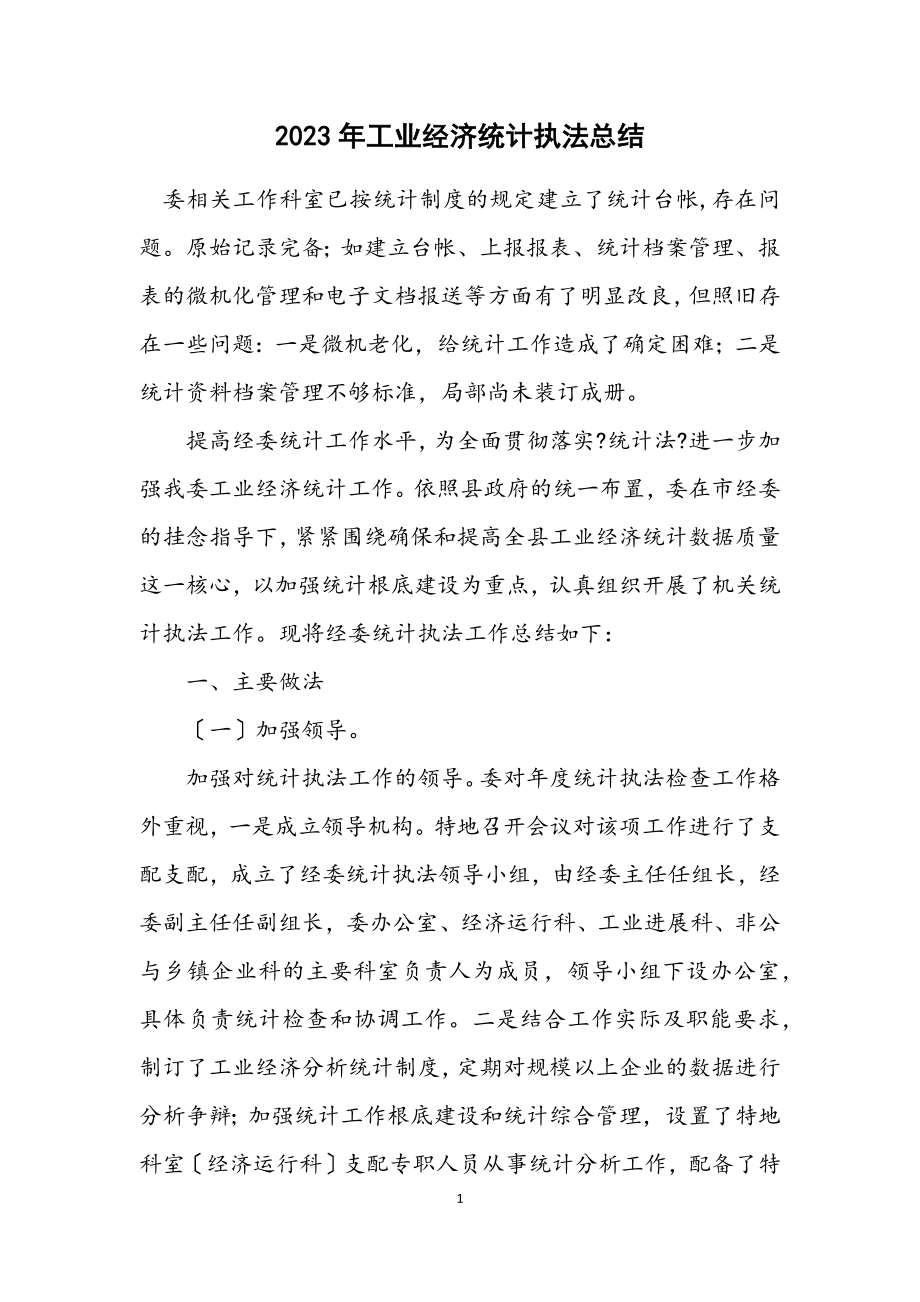 2023年工业经济统计执法总结.docx_第1页