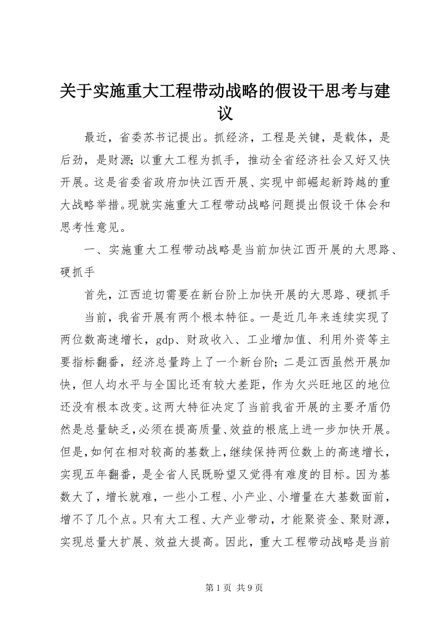 2023年实施重大项目带动战略的若干思考与建议.docx_第1页