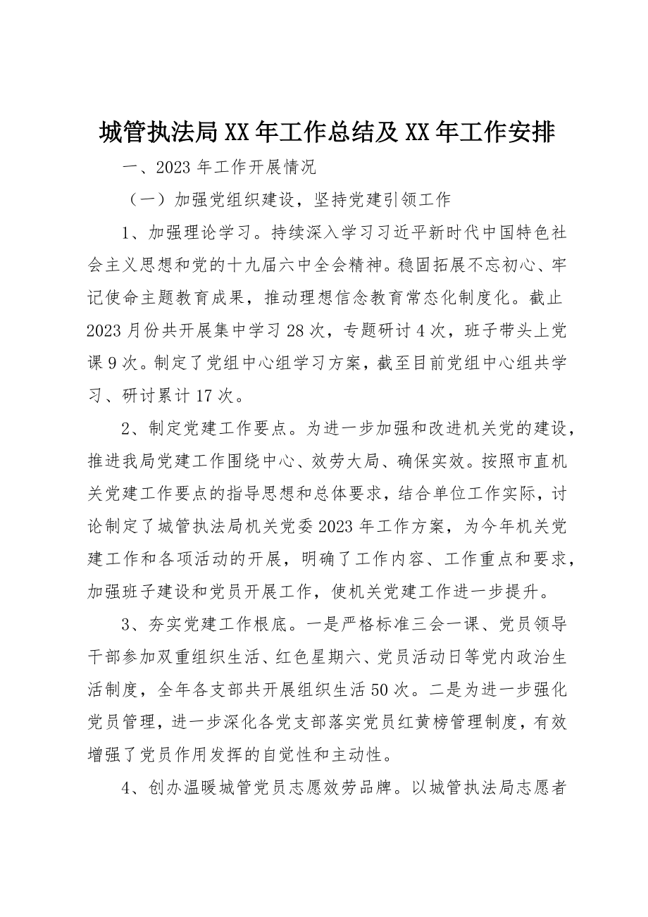 2023年城管执法局某年工作总结及某年工作安排.docx_第1页