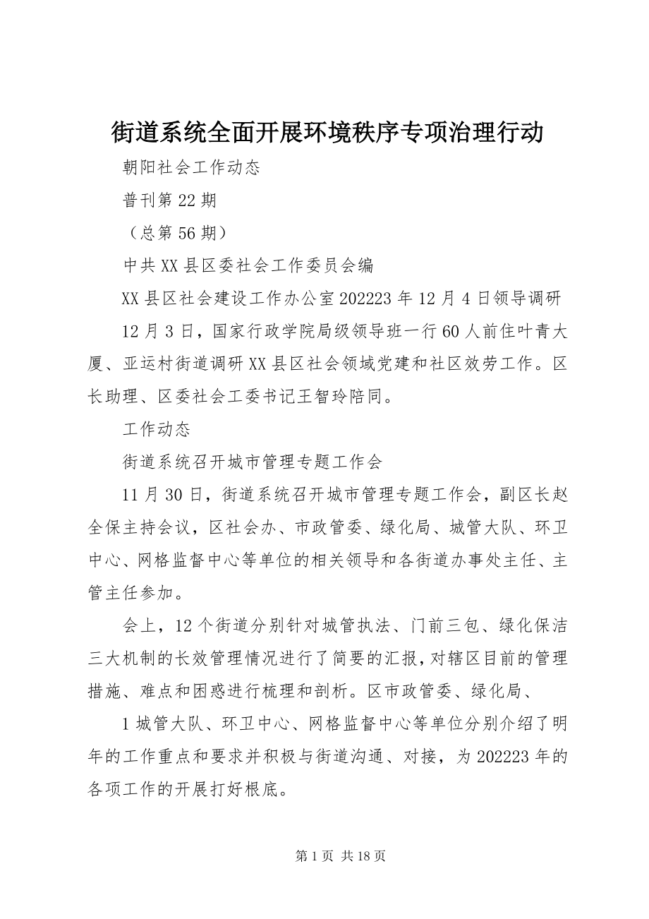 2023年街道系统全面开展环境秩序专项治理行动.docx_第1页