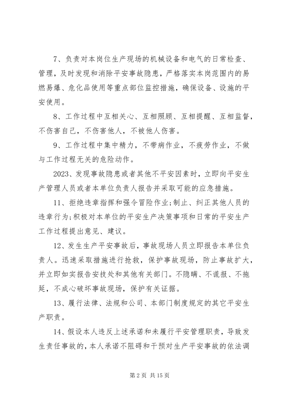 2023年个人安全承诺书模板集合8篇.docx_第2页