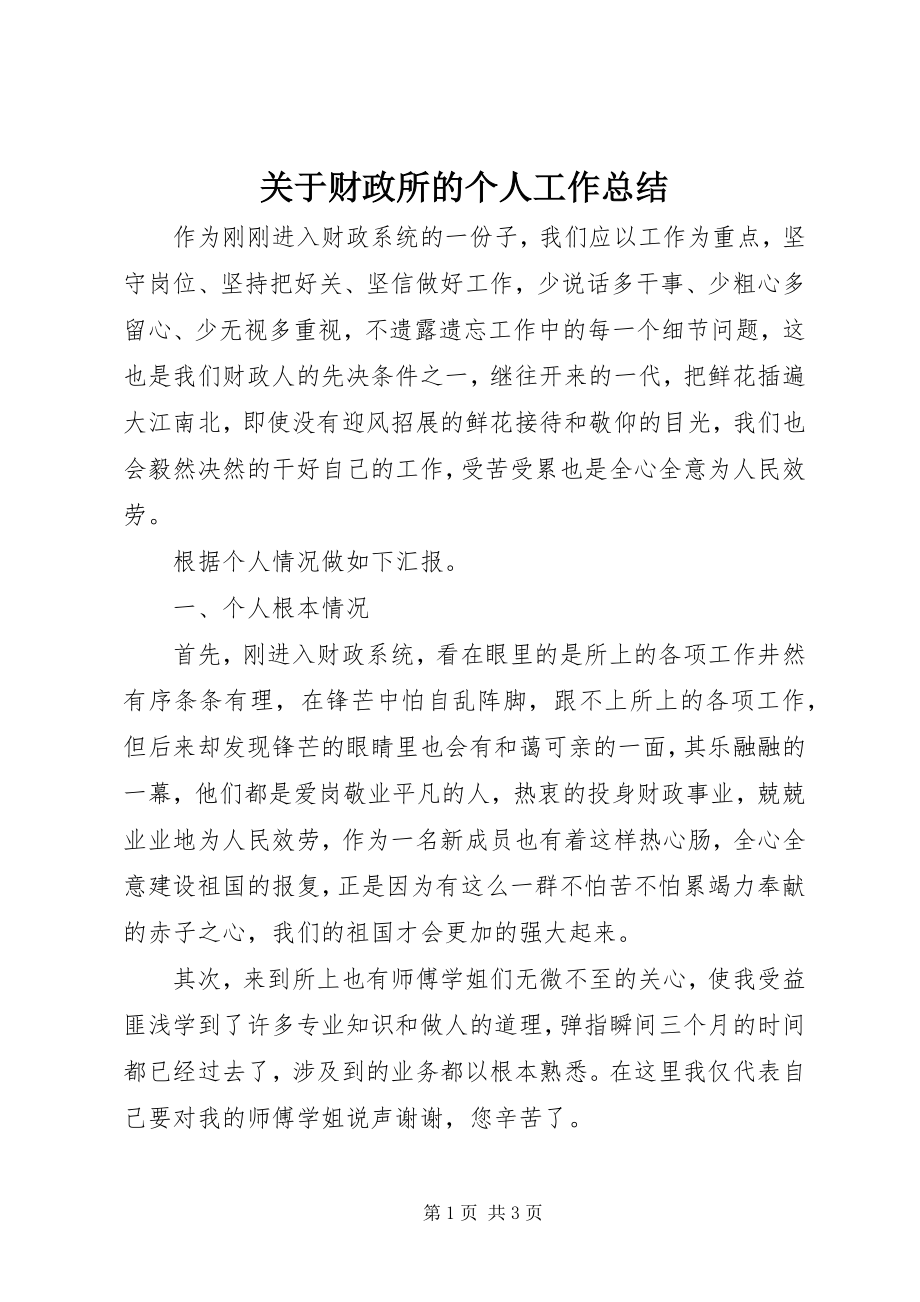 2023年财政所的个人工作总结.docx_第1页