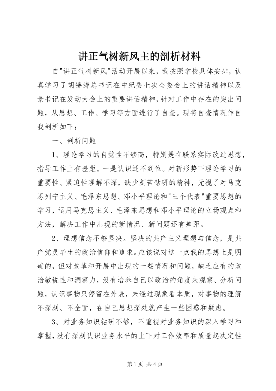 2023年讲正气树新风主的剖析材料.docx_第1页