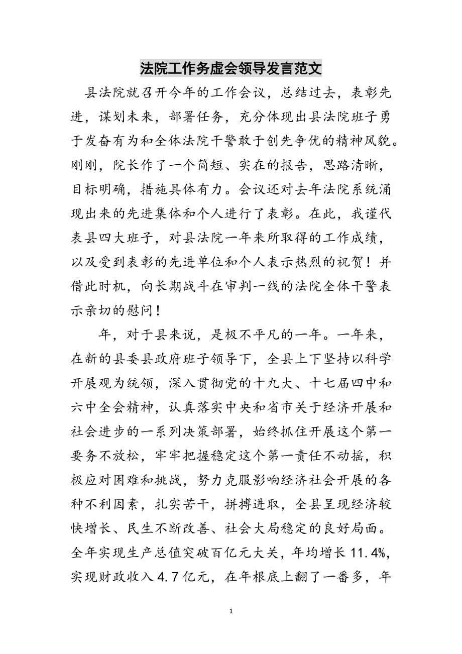 2023年法院工作务虚会领导发言范文范文.doc_第1页