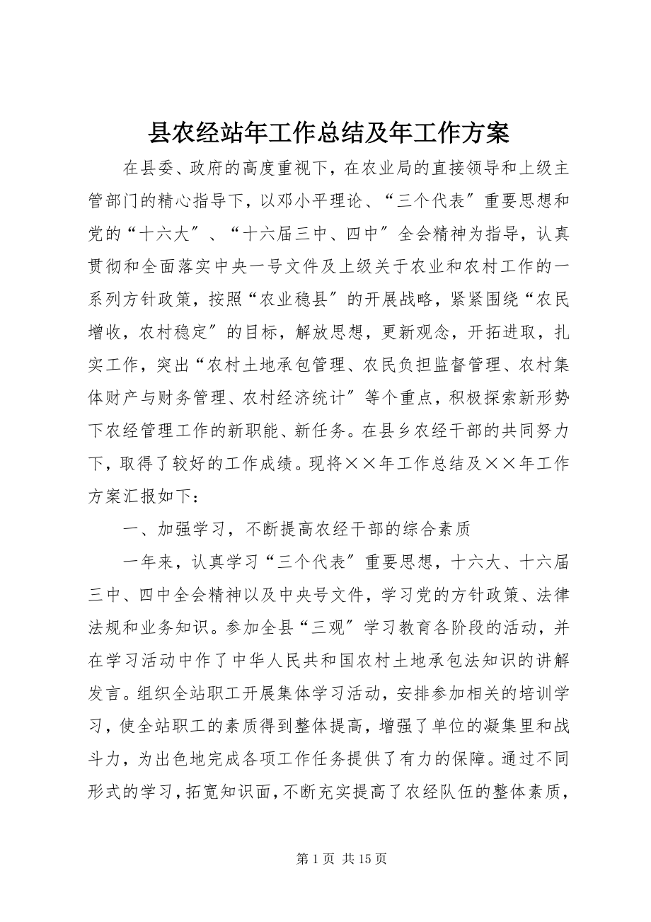 2023年县农经站年工作总结及年工作计划.docx_第1页