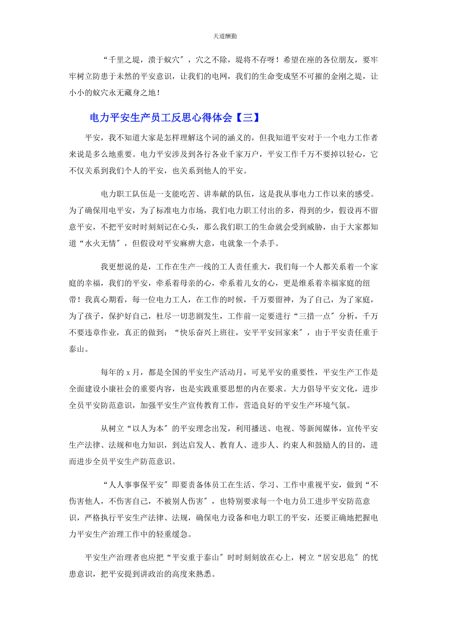 2023年电力安全生产员工反思心得体会范文.docx_第3页