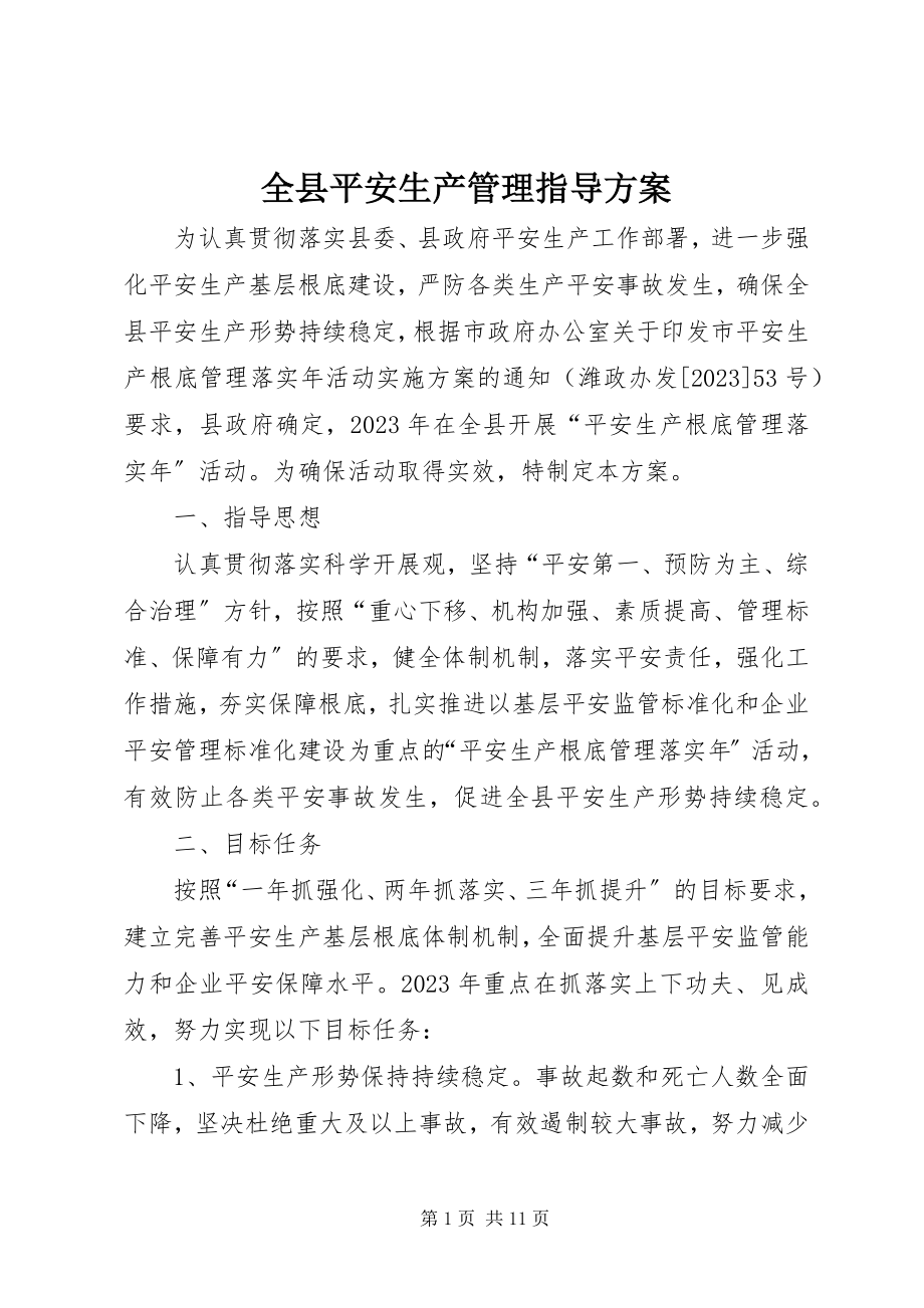 2023年全县安全生产管理指导方案.docx_第1页