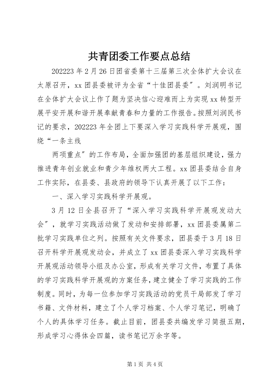 2023年共青团委工作要点总结.docx_第1页