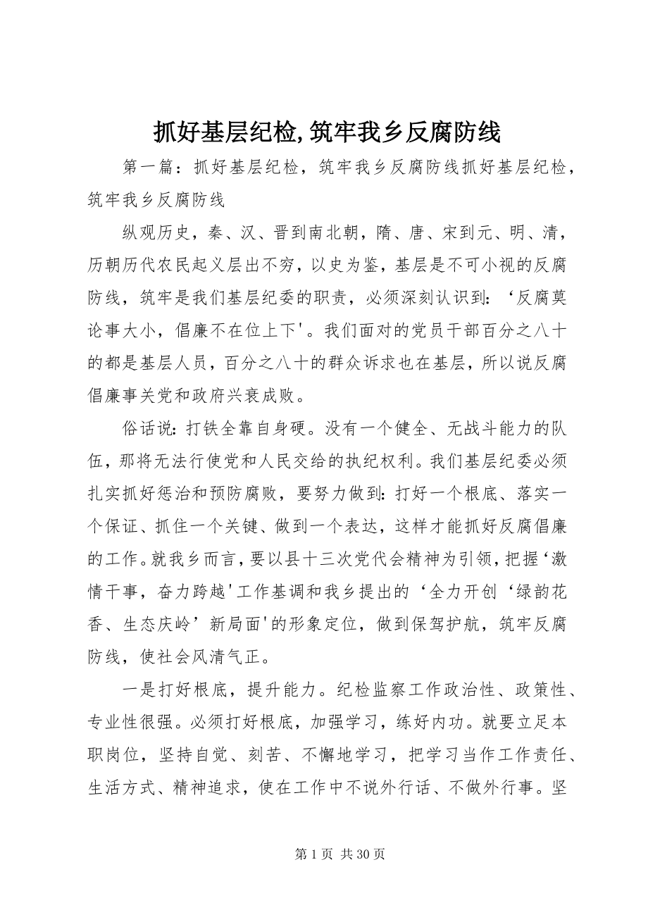 2023年抓好基层纪检筑牢我乡反腐防线.docx_第1页