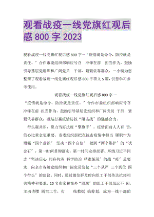 2023年观看战疫一线党旗红观后感800字.doc