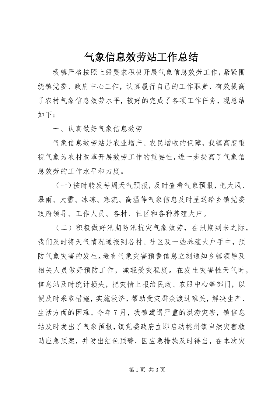 2023年气象信息服务站工作总结.docx_第1页