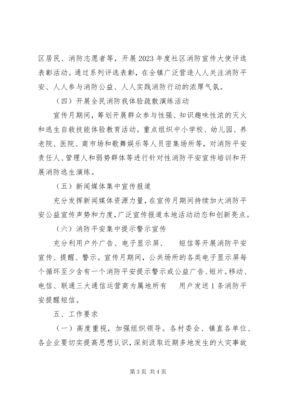 2023年乡镇消防安全宣传月活动方案.docx_第3页