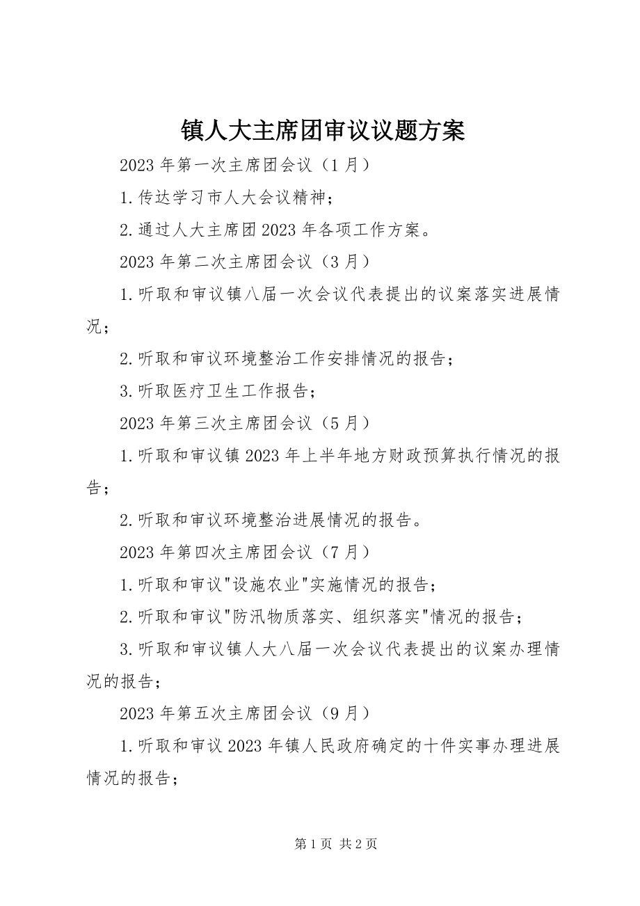 2023年镇人大主席团审议议题计划.docx_第1页