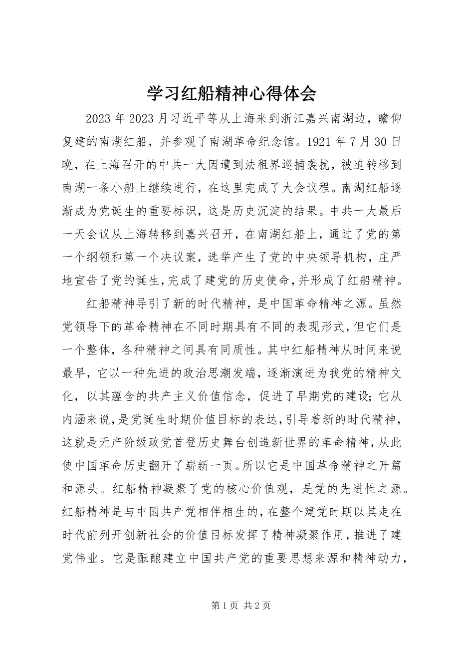 2023年学习红船精神心得体会.docx_第1页