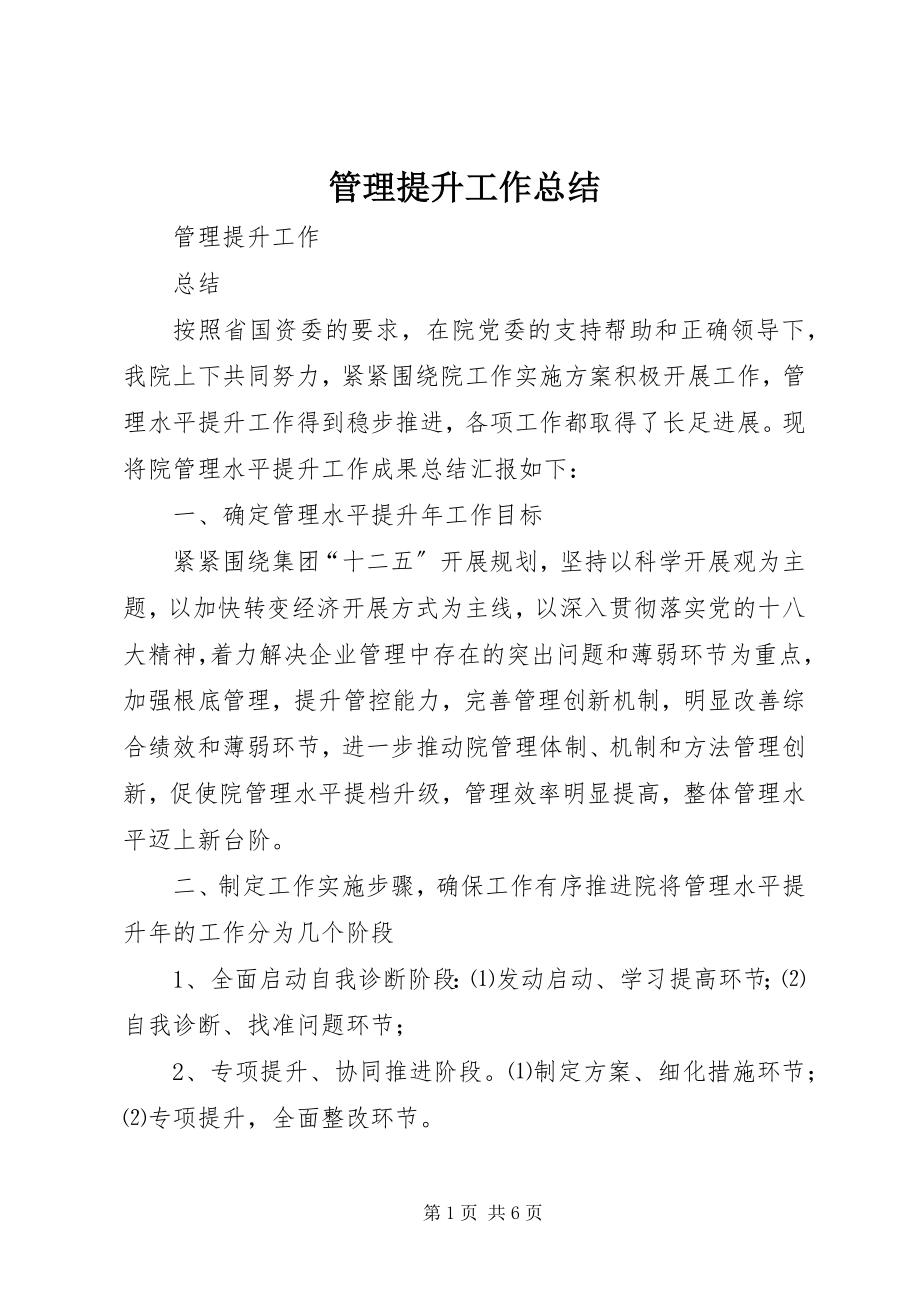 2023年管理提升工作总结.docx_第1页