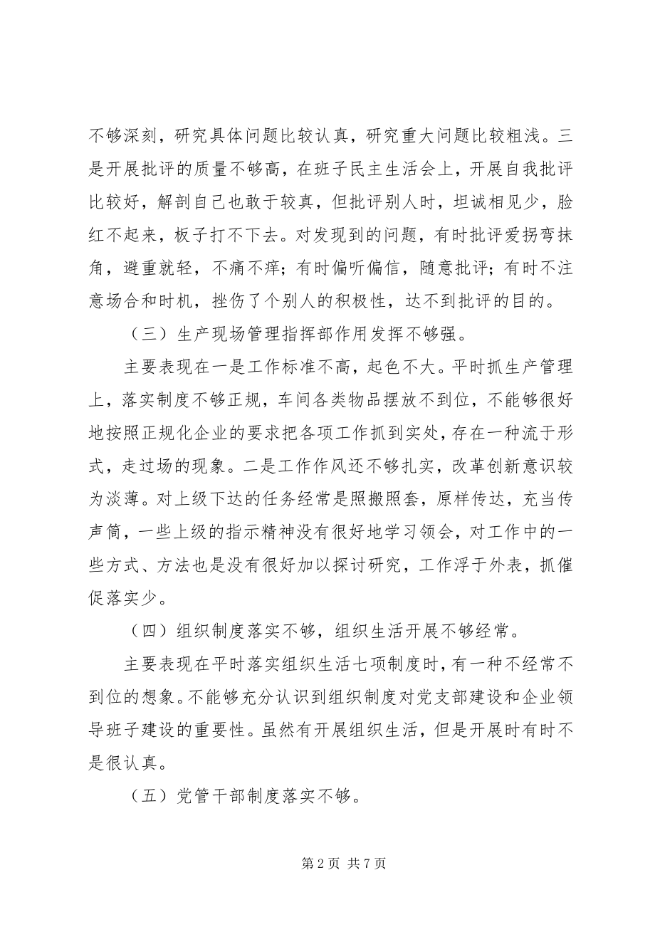 2023年公司班子成员民主生活会剖析材料.docx_第2页