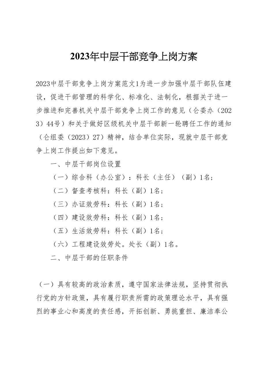 2023年中层干部竞争上岗方案新编.doc_第1页