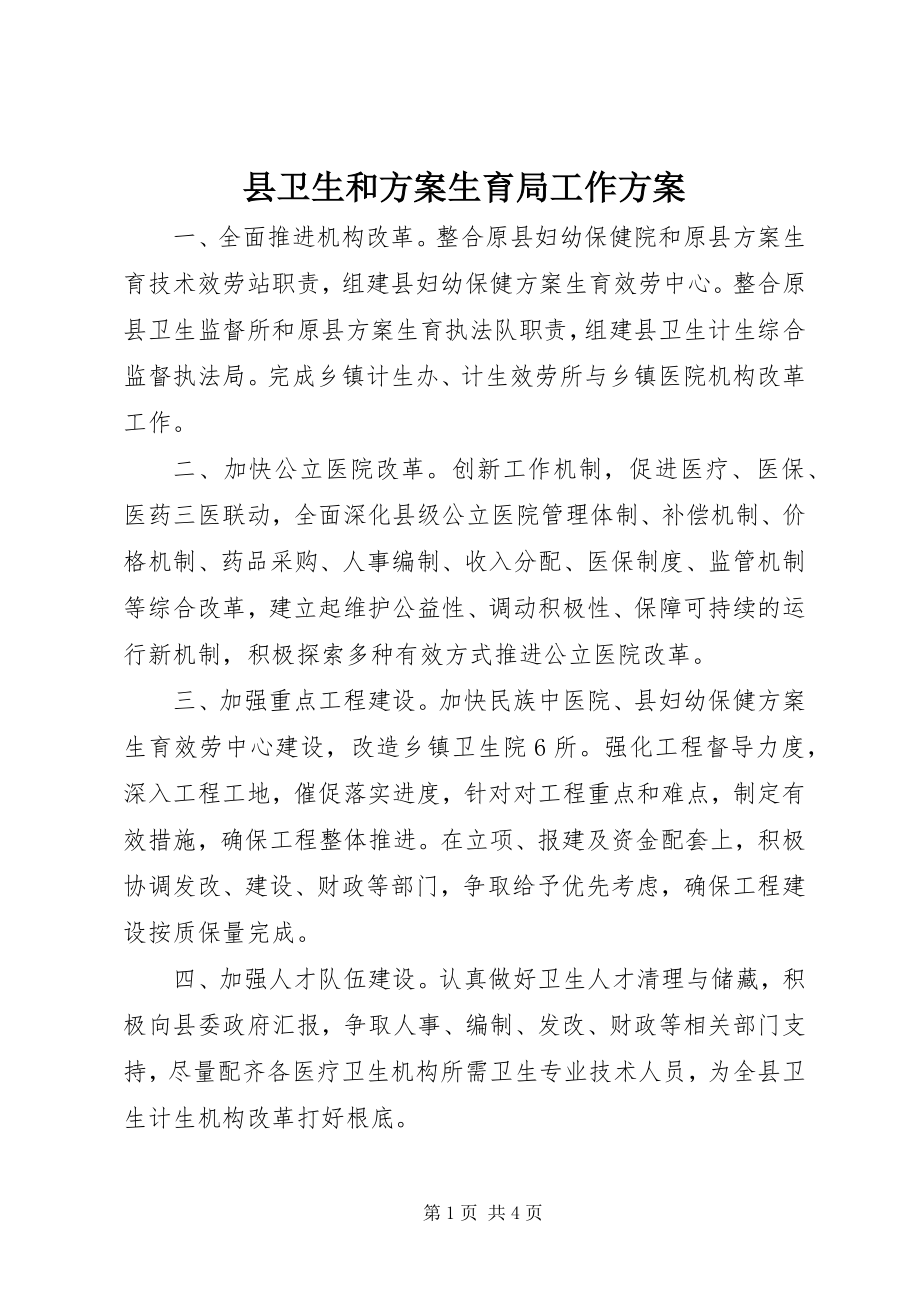 2023年县卫生和计划生育局工作计划.docx_第1页