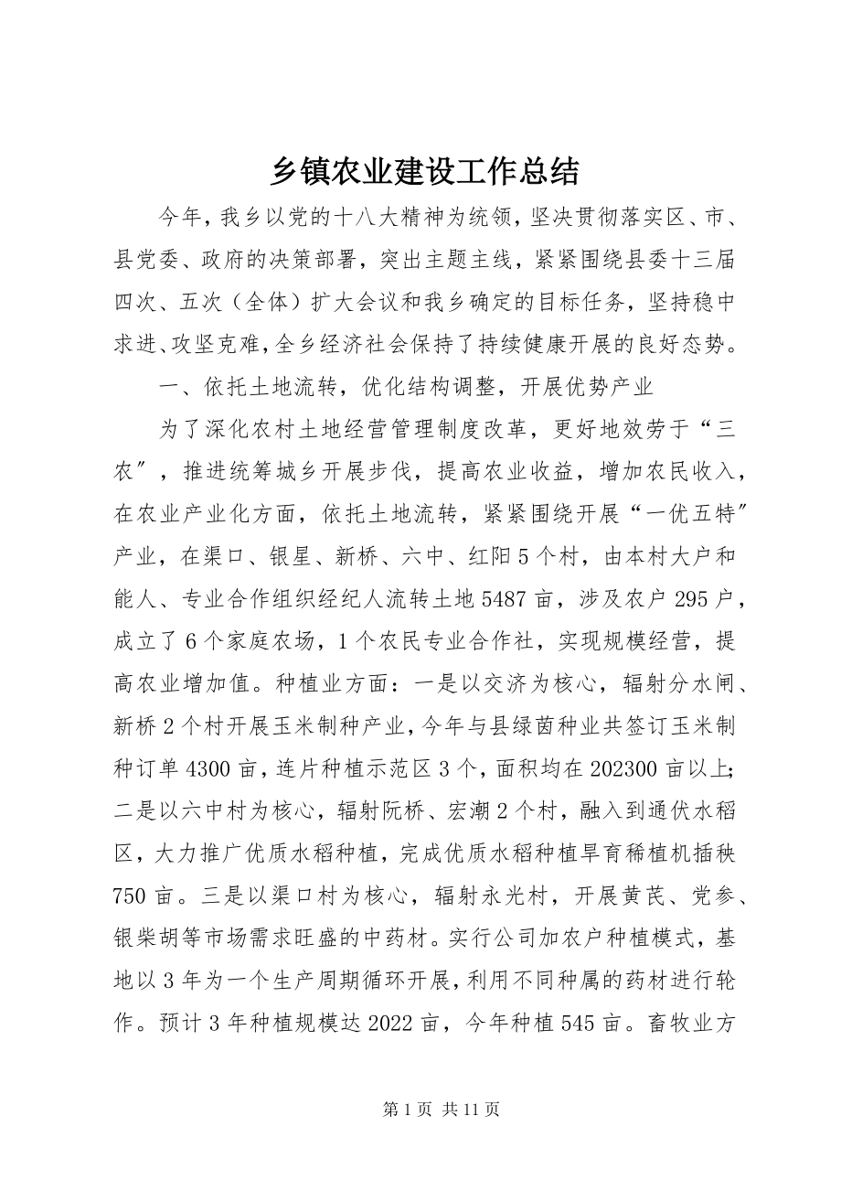 2023年乡镇农业建设工作总结.docx_第1页